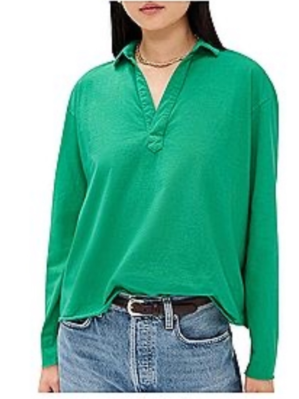 🆕 Frank & Eileen Patrick Henley
Popover Top Green Cotton
Size Small Raw Hem